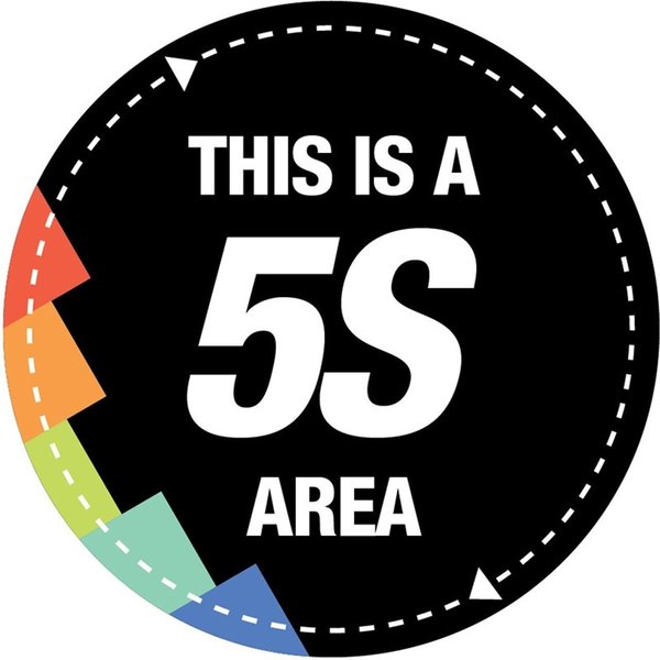 5S Supplies 5S Area Floor Sign 36in Diameter Non Slip Floor Sign FS-5SAREABLK-36